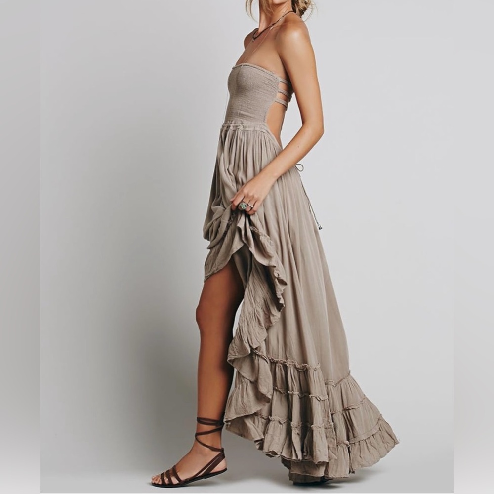 ☀️ SOLD R. Vivimos Womens Summer Boho Sexy Backless Long Dress Sz Small 4/6